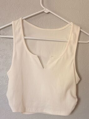Amazon ribbed cropped tank top white